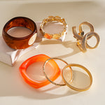 Load image into Gallery viewer, Resin Ombré Pleated Geometric Bangle Set 3-Piece N6H078