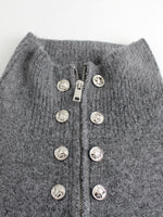 Load image into Gallery viewer, High Neck Zip Front Faux Button Knit Cardigan Women N6H270