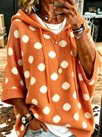 Load image into Gallery viewer, Relaxed Polka Dot Hooded Pullover Top Women N6G258
