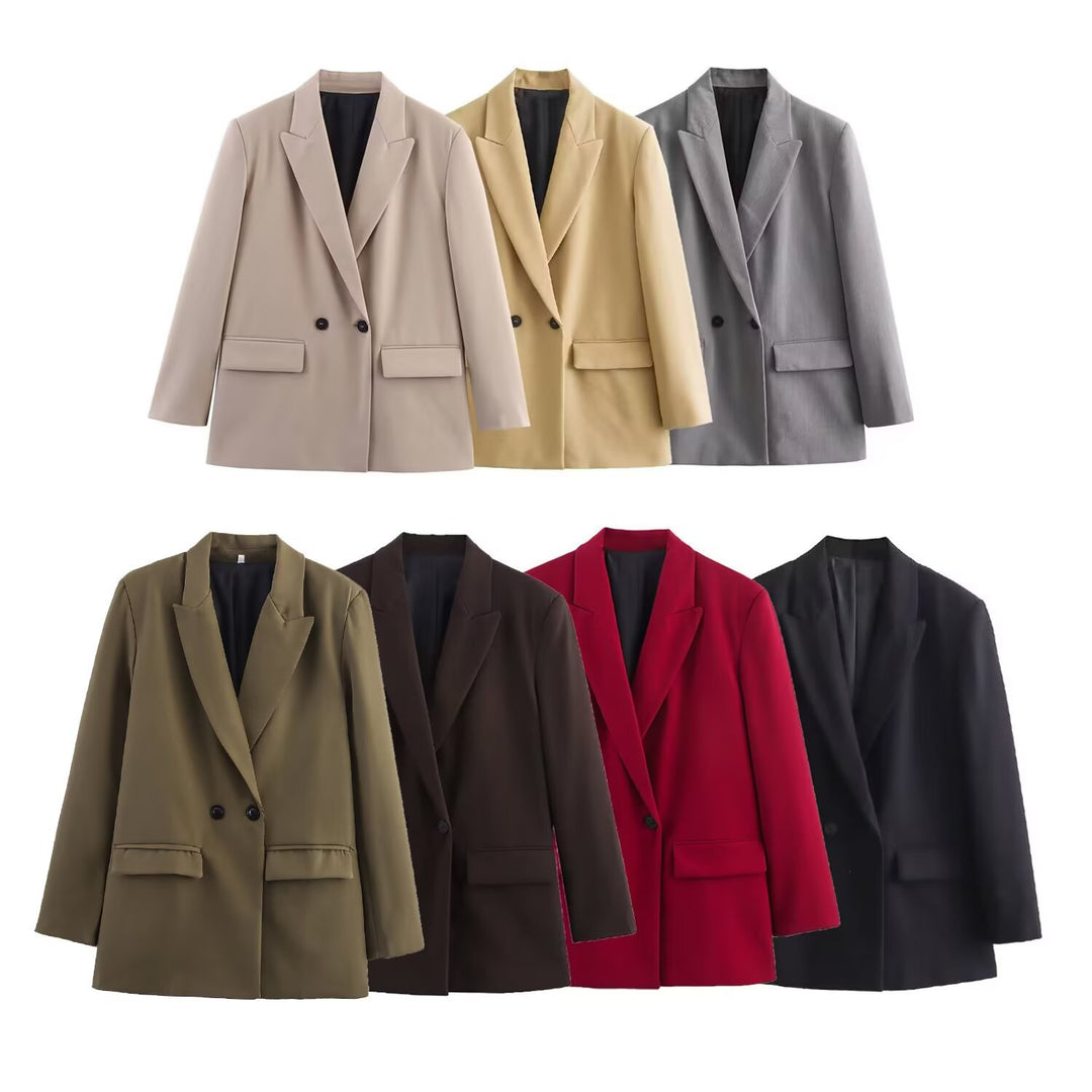 Double Breasted Blazer Women Multiple Colors N5A414