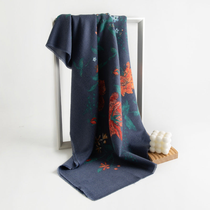 Floral Print Faux Cashmere Wrap  M5A180