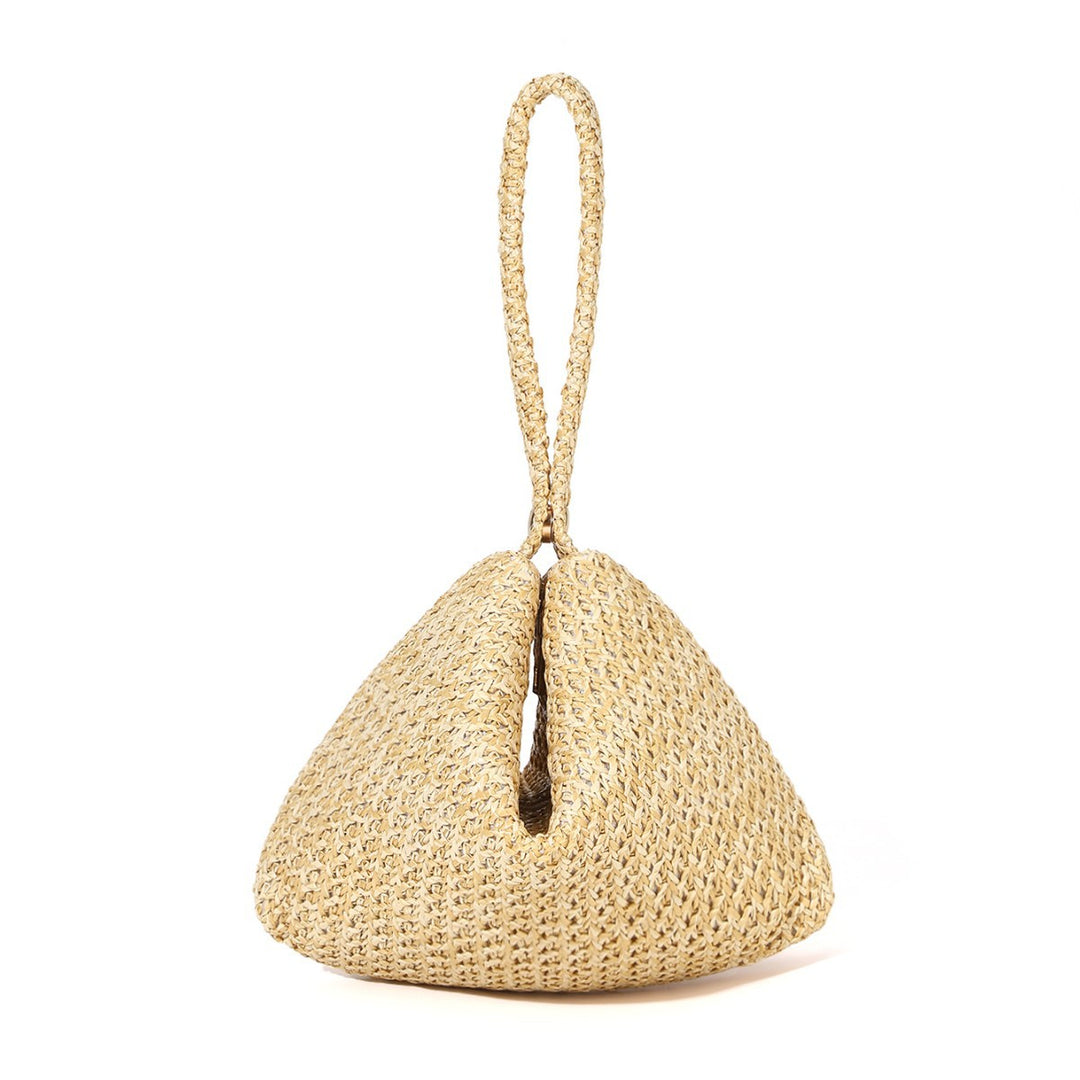 Straw Woven Tote Bag Magnetic Closure Beach Handbag N6F099