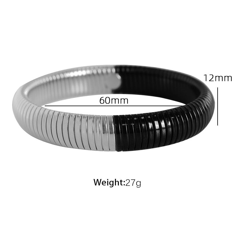 Vintage Titanium Steel Wide Cuff Elastic Snake Chain S5P254