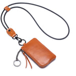Load image into Gallery viewer, Genuine Leather Neck Lanyard Coin Card Key Pouch N6B218
