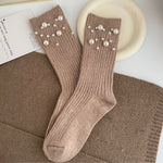 Load image into Gallery viewer, Pearl Rivet Beaded Rabbit Wool Blend Stack Socks N6H036