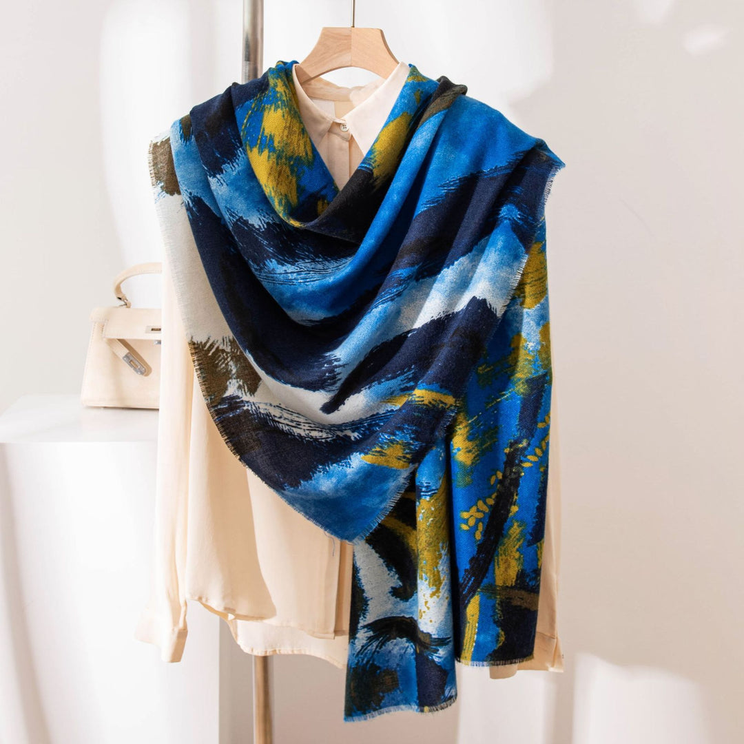 Leaf Pattern Faux Cashmere Wrap  M5A219