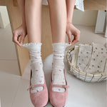 Load image into Gallery viewer, Sweet Floral Lace Trim Mid-Calf Socks Women Cotton N6H027