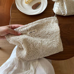 Load image into Gallery viewer, Beige Lace Embroidered Cotton Organizer Canvas Lining S5P331
