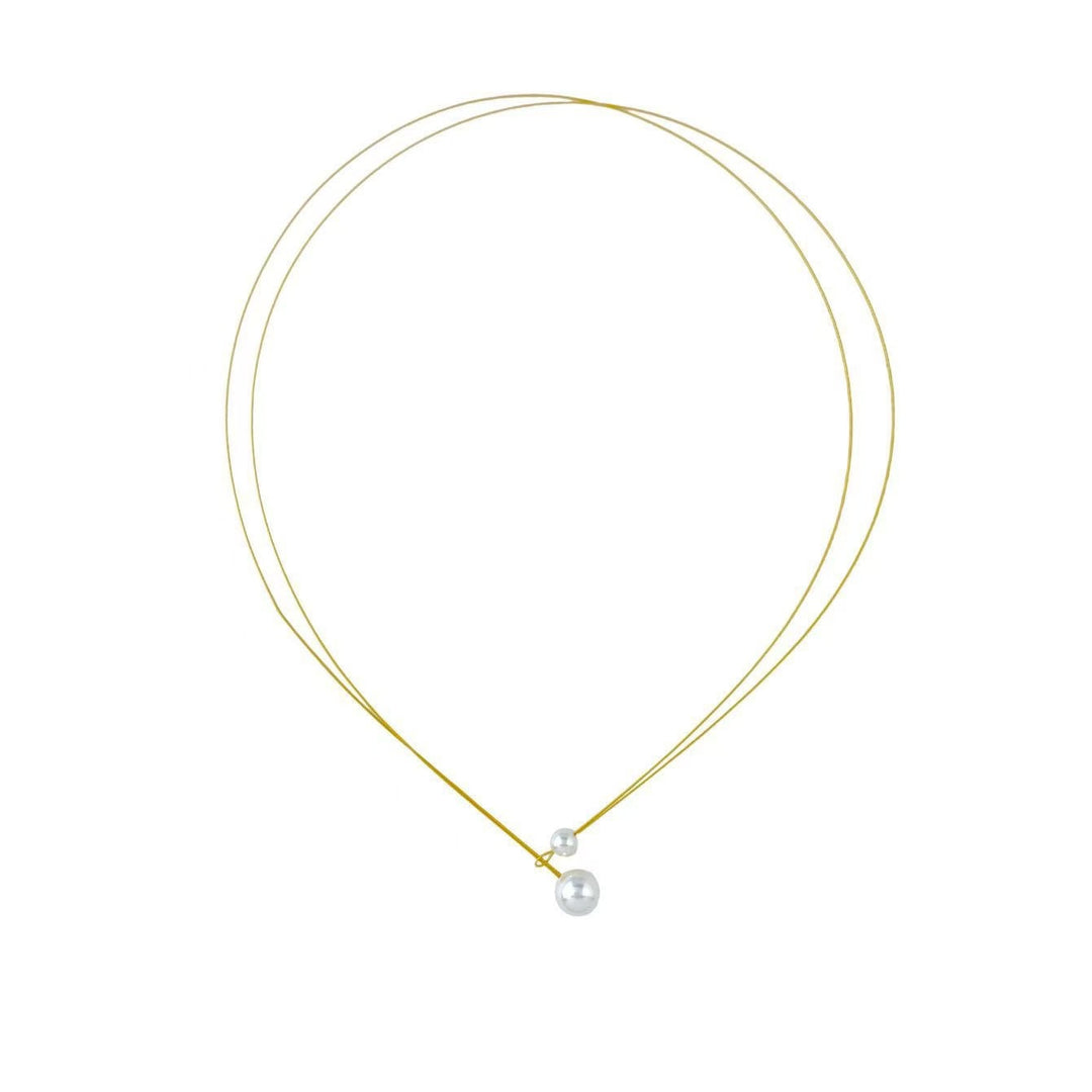 Mother-Daughter Pearl Double Layer Floating Choker N6H162
