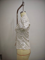 Load image into Gallery viewer, Polka Dot Tie Waist Short Sleeve Shirt Women N6E149