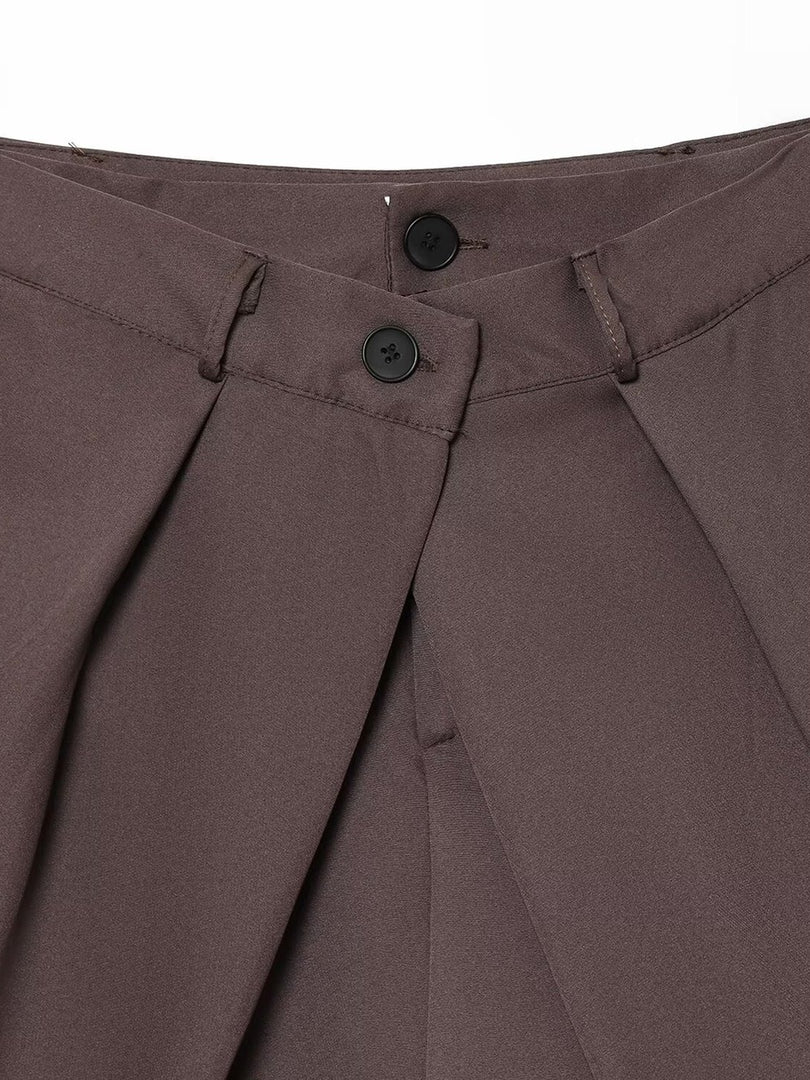 High Waist Loose Casual Pants Women Solid Color N6F201