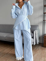 Load image into Gallery viewer, Patchwork Lace Stripe 3-Piece Set Women N6D095