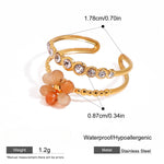 Load image into Gallery viewer, Crystal Flower Ring Openwork Adjustable Gold Plated S5P030
