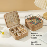 Load image into Gallery viewer, Travel Cork Jewelry Box with Mirror Organizer N6E091