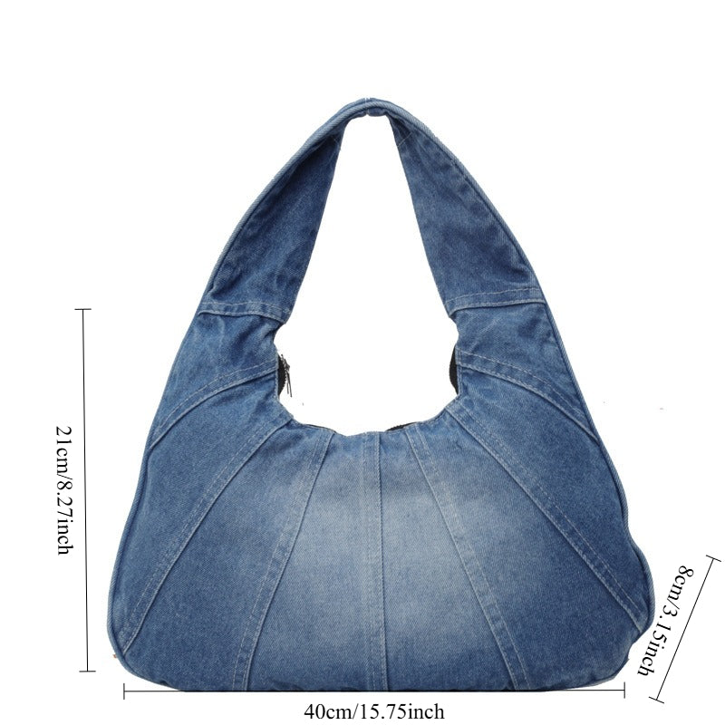 Women's Denim Shoulder Baguette Bag N6J194