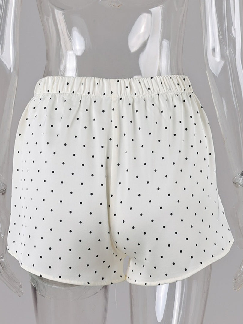 French Polka Dot Satin High Waist Shorts Women N6E165