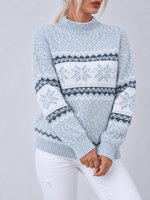 Load image into Gallery viewer, Half High Collar Snowflake Rabbit Hair Knit Sweater N6H258