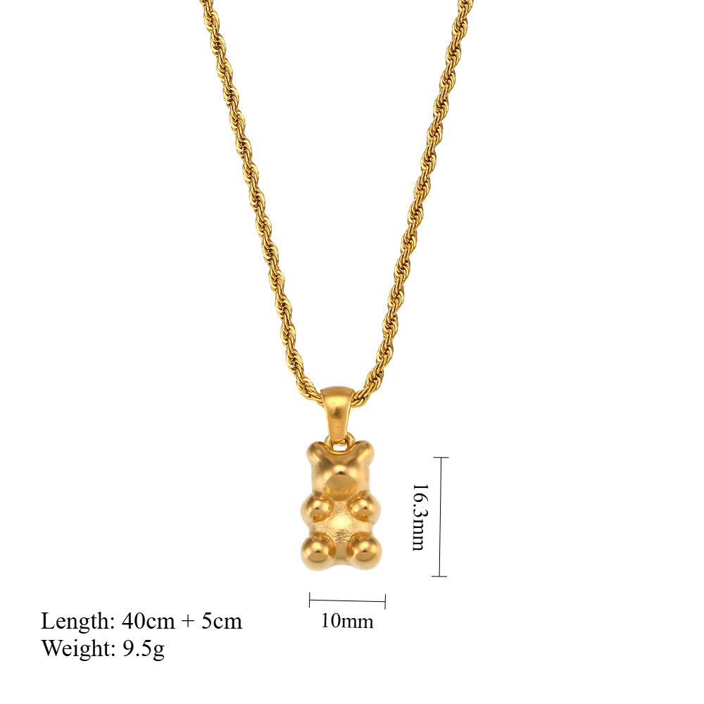Twisted Bear Chain Necklace Steel Gold Plated S5P244