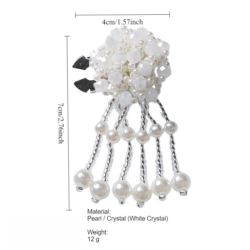 Pearl Floral Shirt Collar Clip Removable Cuff Tassel Cover N6G070