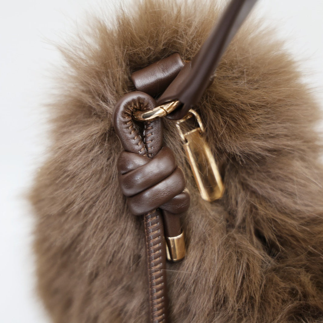 Women's Plush Crescent Shoulder Bag N6J117