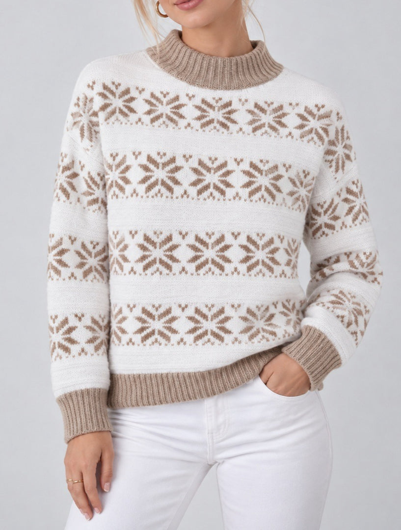 Snowflake Half High Collar Knit Sweater Women N6H260