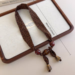 Load image into Gallery viewer, Womens Brown Leopard Print Beaded Scarf Necklace N6K279