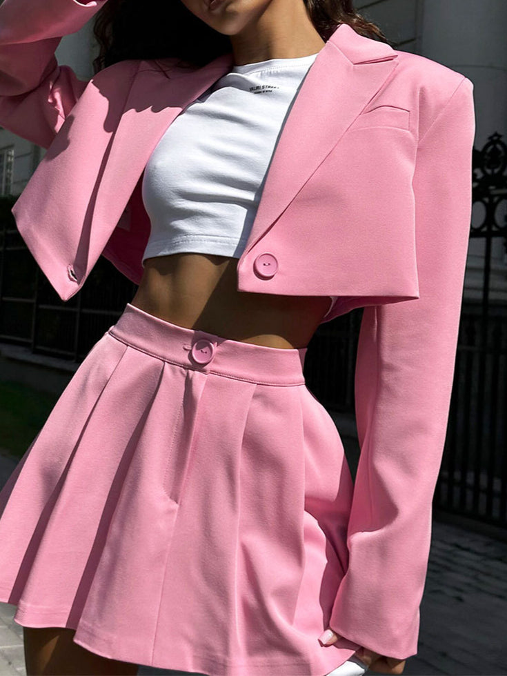 Cropped Blazer Mini Set Structured Mid Heavy N5Z396