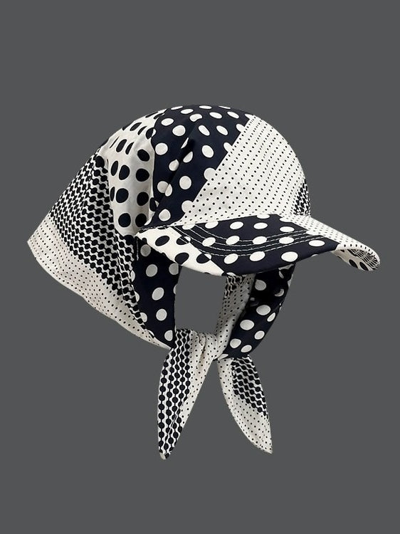 Polka Dot Scarf Sun Hat Women Vacation N6C367