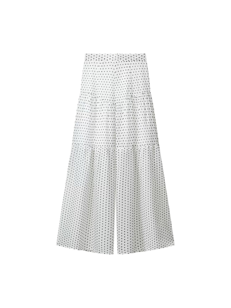 Polka Dot Halter Chiffon Top Pleated Pants Set N6F259