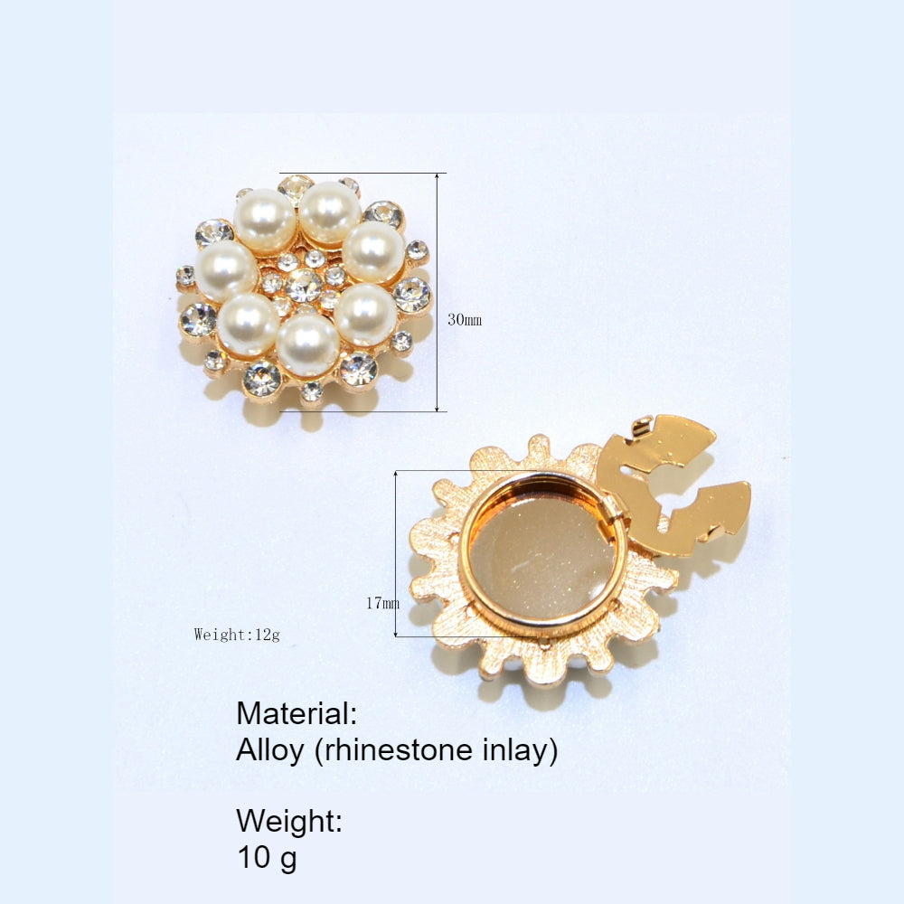 Alloy Rhinestone Round Mini Shirt Button Cover N6G124