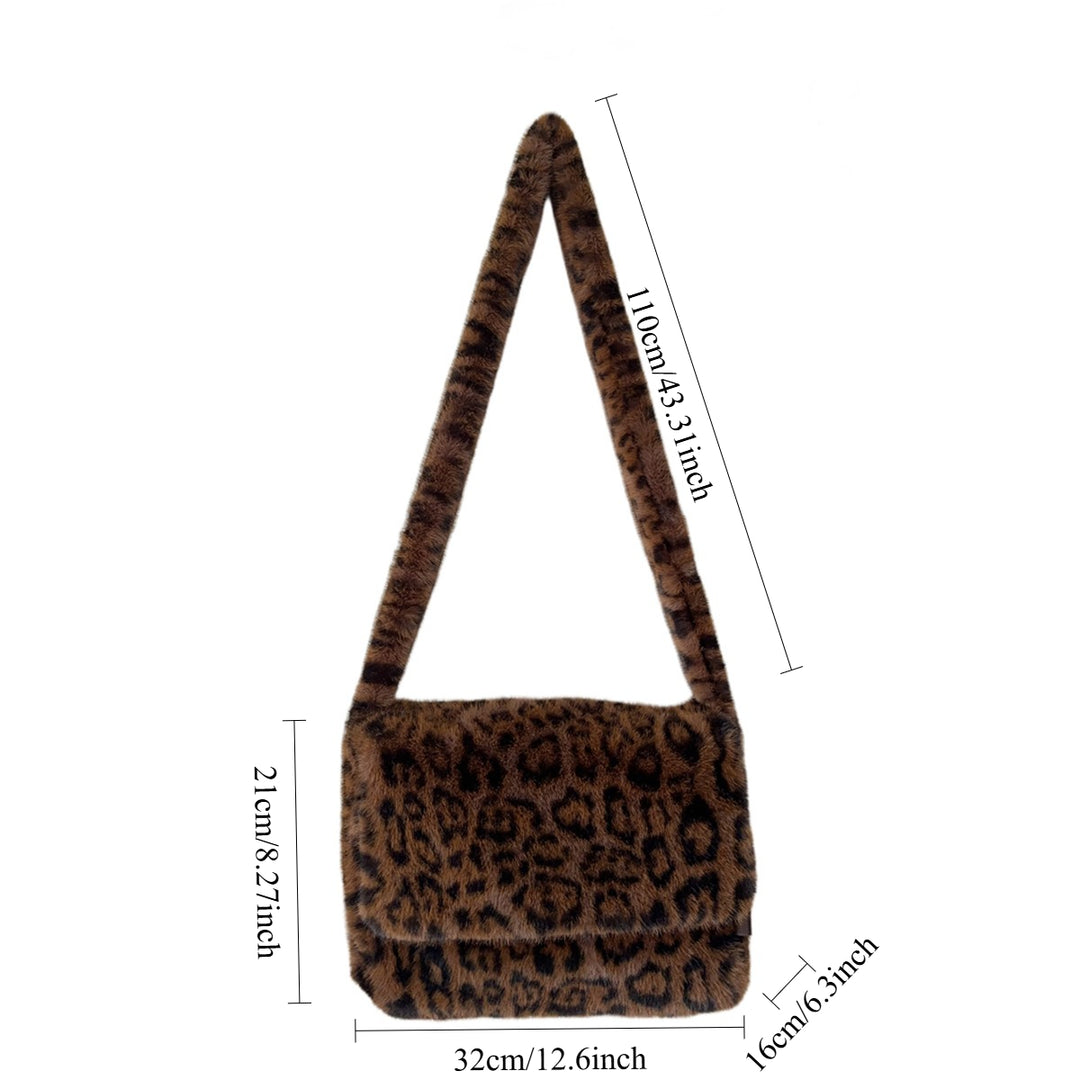 Women's Faux Fur Leopard Print Tote Bag N6J116