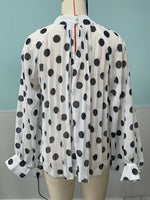 Load image into Gallery viewer, Polka Dot Tie Neck Semi-Sheer Blouse Women N6D212