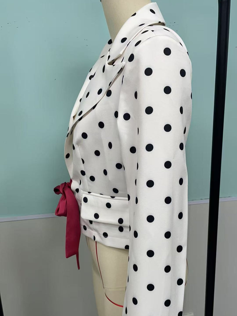 Short Tie Waist Bow Detail Blazer Women N6D211
