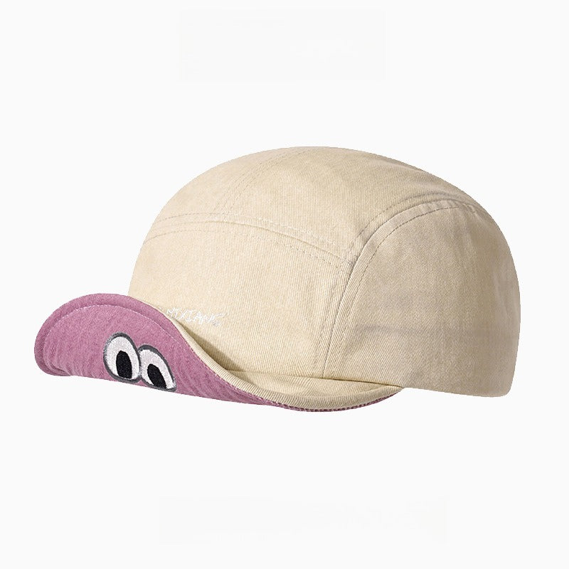 Cute Eye Embroidery Bucket Hat Women Turned-Up Brim N6C085