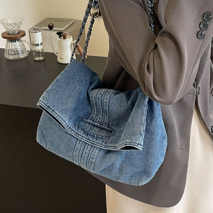 Women's Large Canvas Chain Strap Tote Bag N6J193