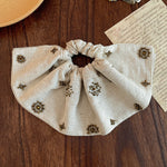 Load image into Gallery viewer, Linen Handmade Sequin Beaded Square Scrunchie N6F139