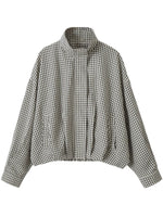 Load image into Gallery viewer, Loose Zip Stand Collar Plaid Bomber Jacket Women N6G154