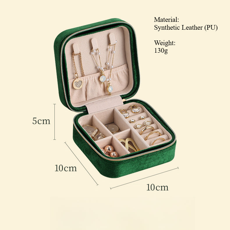 Velvet Lined Compact Jewelry Case PU Leather S5P455