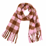 Load image into Gallery viewer, Rainbow Plaid Mohair Feel Chunky Fringe Scarf N6K249