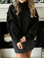 Load image into Gallery viewer, Oversized Cable Knit Turtleneck Arctic Fleece Pullover N6G182