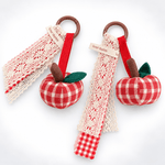 Load image into Gallery viewer, Red Heart Tassel Fabric Bag Charm Keychain N6K291