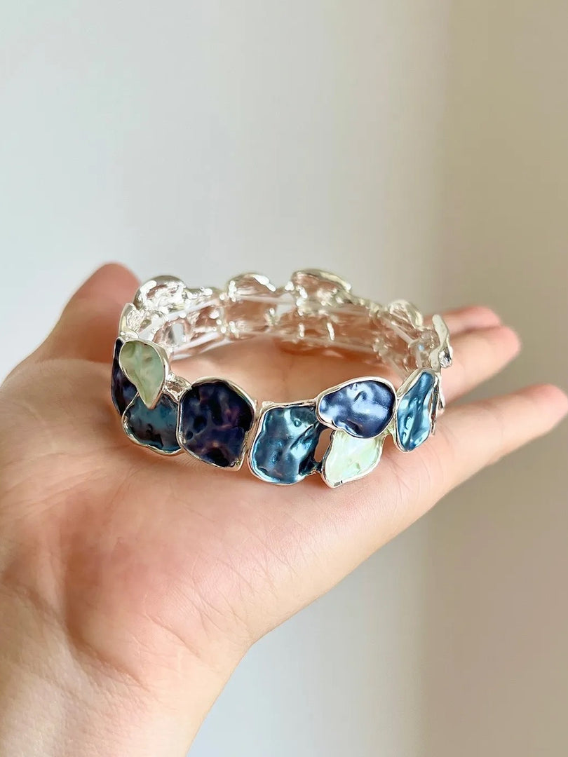 Enamel Square Geometric Stretch Bangle Women N6C218
