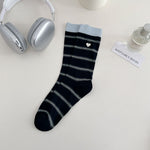 Load image into Gallery viewer, Striped Heart Embroidery Stack Socks Women Retro N6H012