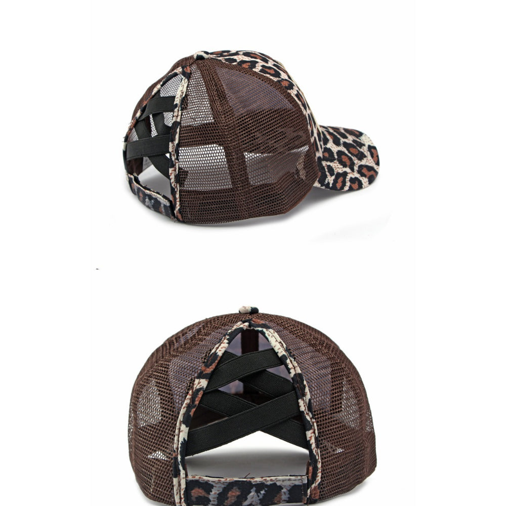 Leopard Appliqué Baseball Cap Wide Brim Sun Hat N6G208