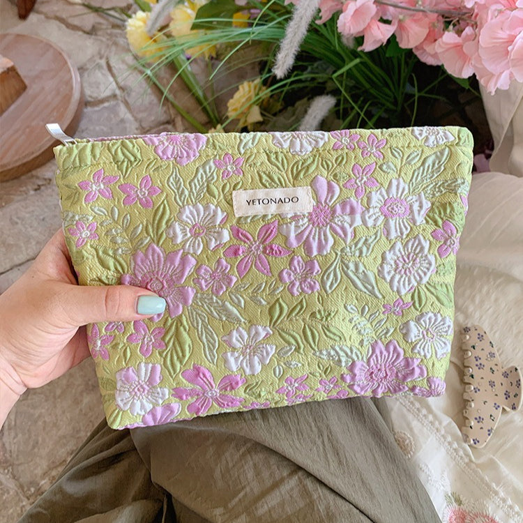 Womens Vintage Floral Jacquard Cosmetic Bag N6K114