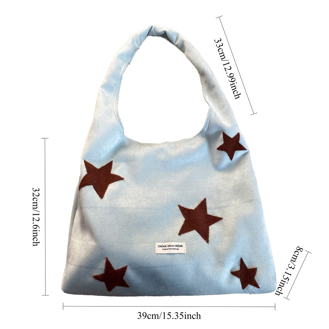 Women's Suede-Feel Star Embroidered Tote Bag N6J182