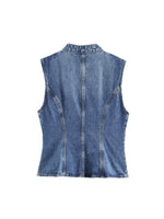 Load image into Gallery viewer, Denim Vest Knot Front Slim Fit Sleeveless N6F192