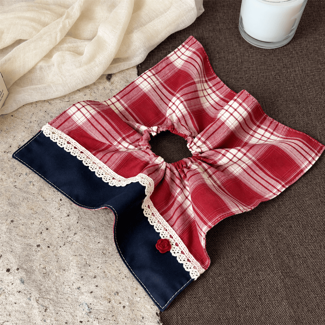 Womens Vintage Plaid Lace Scrunchie N6K023
