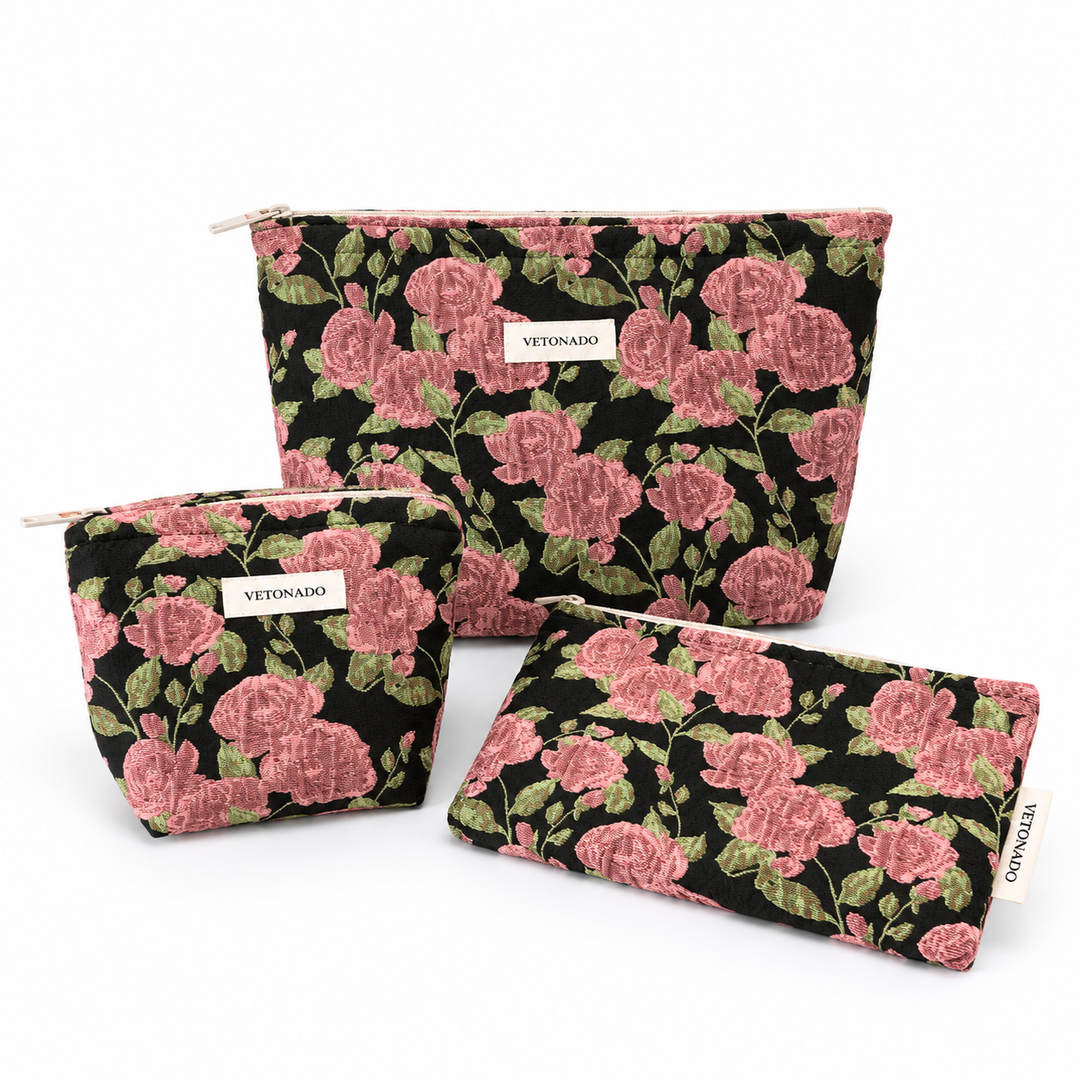 Floral Embroidered Polyester Cosmetic Bag N6K112