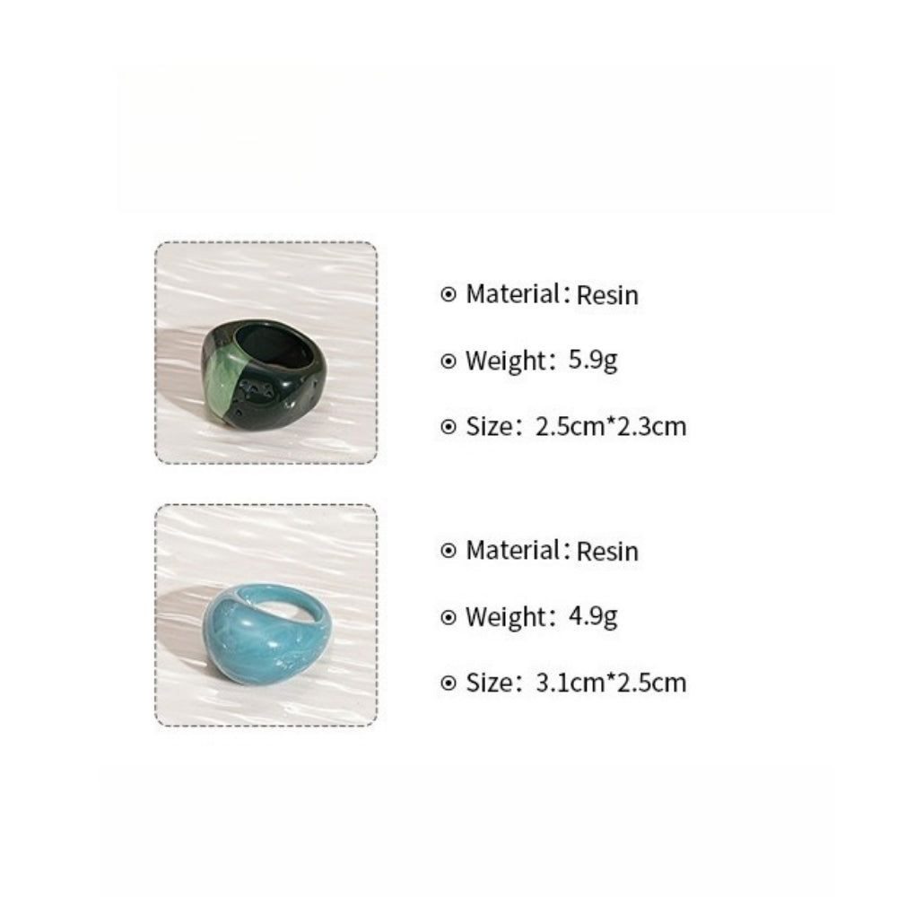 Vintage Candy Resin Oval Geometric Ring Women N6H095